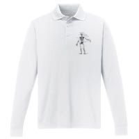 Human Skeleton Anatomy Drawing Diagram Performance Long Sleeve Polo