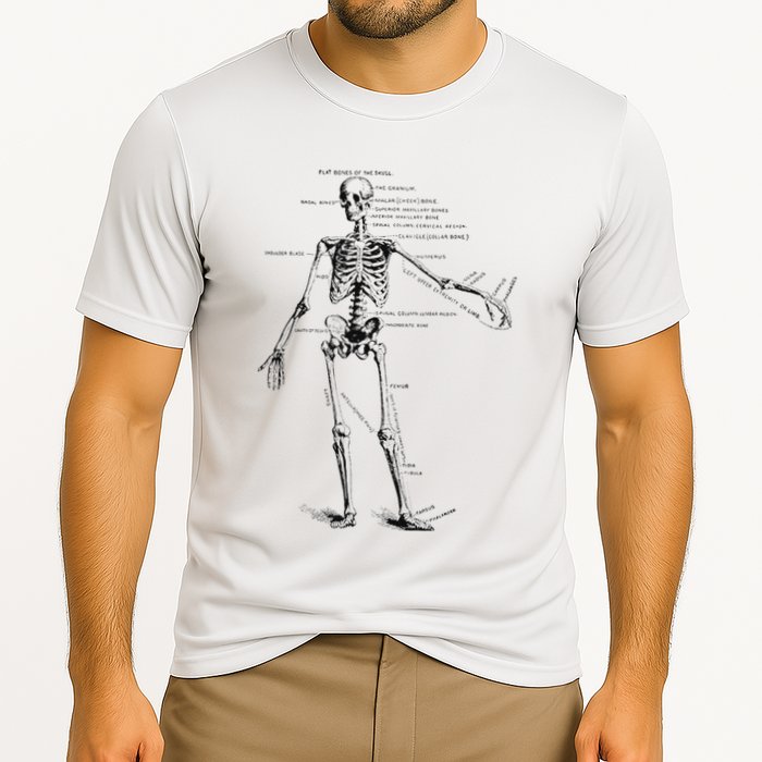 Human Skeleton Anatomy Drawing Diagram Cooling Performance Crew T-Shirt