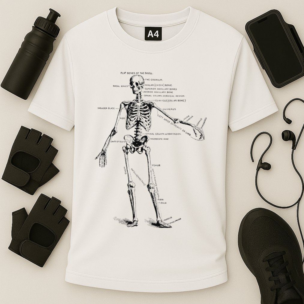 Human Skeleton Anatomy Drawing Diagram Cooling Performance Crew T-Shirt