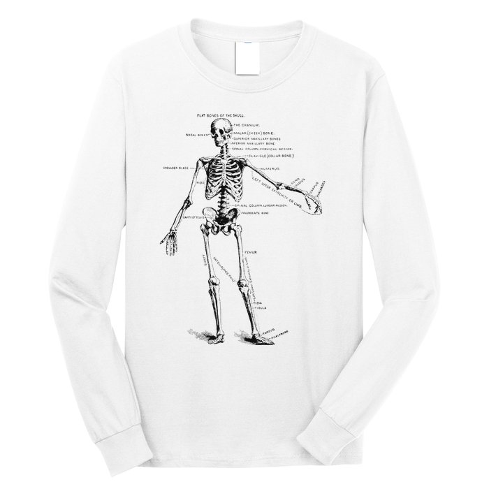 Human Skeleton Anatomy Drawing Diagram Long Sleeve Shirt