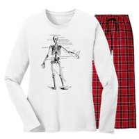 Human Skeleton Anatomy Drawing Diagram Women's Long Sleeve Flannel Pajama Set 