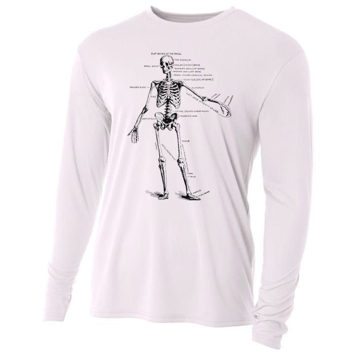 Human Skeleton Anatomy Drawing Diagram Cooling Performance Long Sleeve Crew