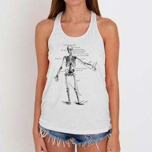 Human Skeleton Anatomy Drawing Diagram Women's Knotted Racerback Tank