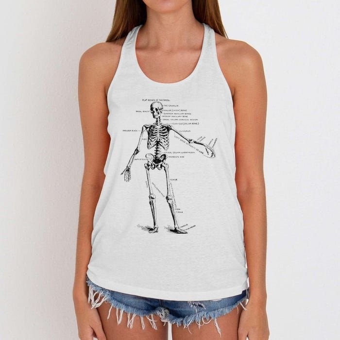 Human Skeleton Anatomy Drawing Diagram Women's Knotted Racerback Tank