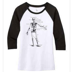 Human Skeleton Anatomy Drawing Diagram Women's Tri-Blend 3/4-Sleeve Raglan Shirt