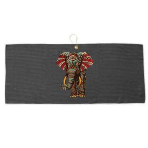 Henna Stylish Artistic Save The Elephants | Wildlife Large Microfiber Waffle Golf Towel