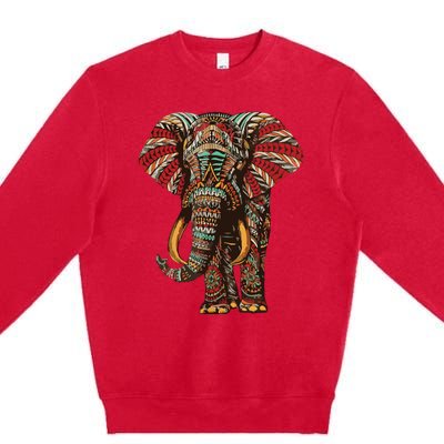 Henna Stylish Artistic Save The Elephants | Wildlife Premium Crewneck Sweatshirt