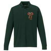 Henna Stylish Artistic Save The Elephants | Wildlife Performance Long Sleeve Polo