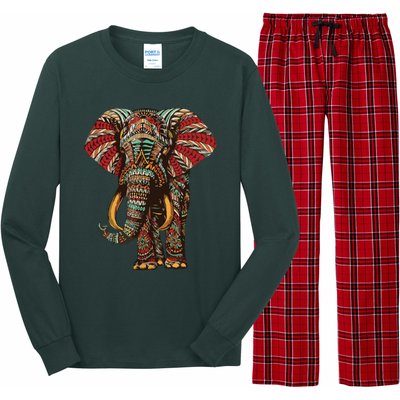 Henna Stylish Artistic Save The Elephants | Wildlife Long Sleeve Pajama Set