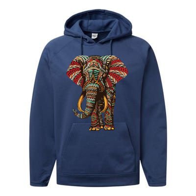 Henna Stylish Artistic Save The Elephants | Wildlife Performance Fleece Hoodie