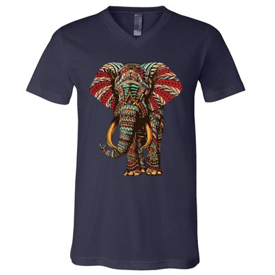 Henna Stylish Artistic Save The Elephants | Wildlife V-Neck T-Shirt