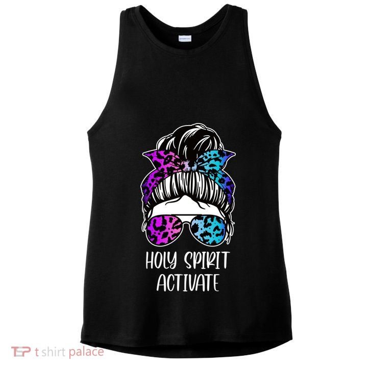 Holy Spirit Activate Funny Female Hair Bun Ladies PosiCharge Tri-Blend Wicking Tank