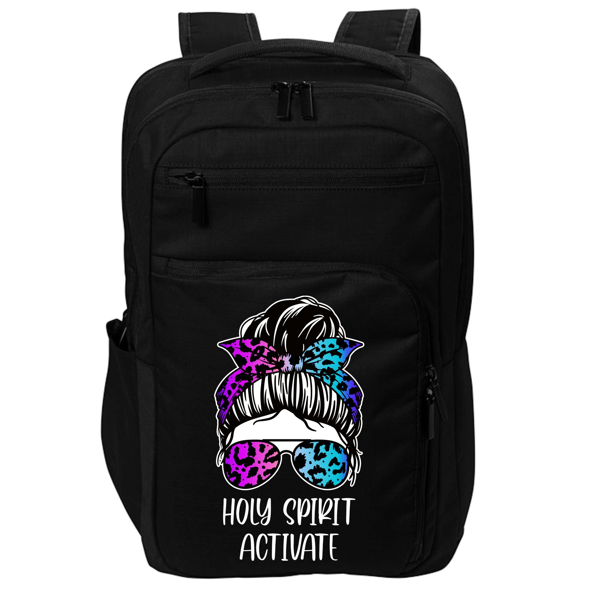Holy Spirit Activate Funny Female Hair Bun Impact Tech Backpack