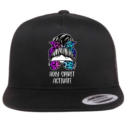 Holy Spirit Activate Funny Female Hair Bun Flatbill Hat