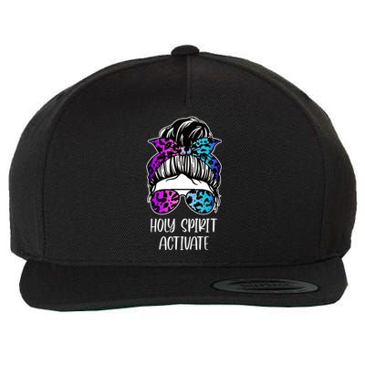 Holy Spirit Activate Funny Female Hair Bun Wool Snapback Cap