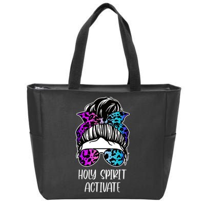 Holy Spirit Activate Funny Female Hair Bun Zip Tote Bag