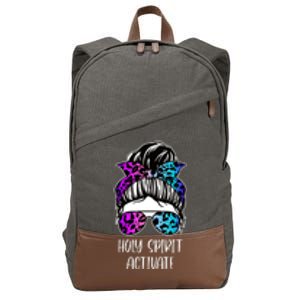 Holy Spirit Activate Funny Female Hair Bun Cotton Canvas Backpack