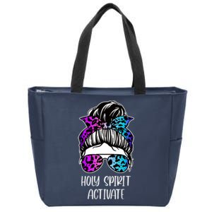 Holy Spirit Activate Funny Female Hair Bun Zip Tote Bag