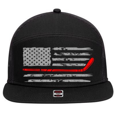 Hockey Sticks American Flag Gift For Player 7 Panel Mesh Trucker Snapback Hat