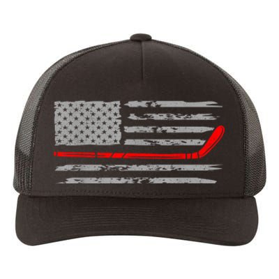 Hockey Sticks American Flag Gift For Player Yupoong Adult 5-Panel Trucker Hat