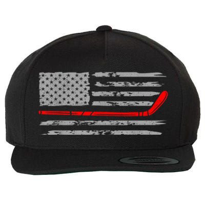 Hockey Sticks American Flag Gift For Player Wool Snapback Cap