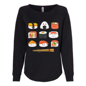 Happy Sushi Anime Kawaii Set Japanese Food Lover Otaku Manga Womens California Wash Sweatshirt