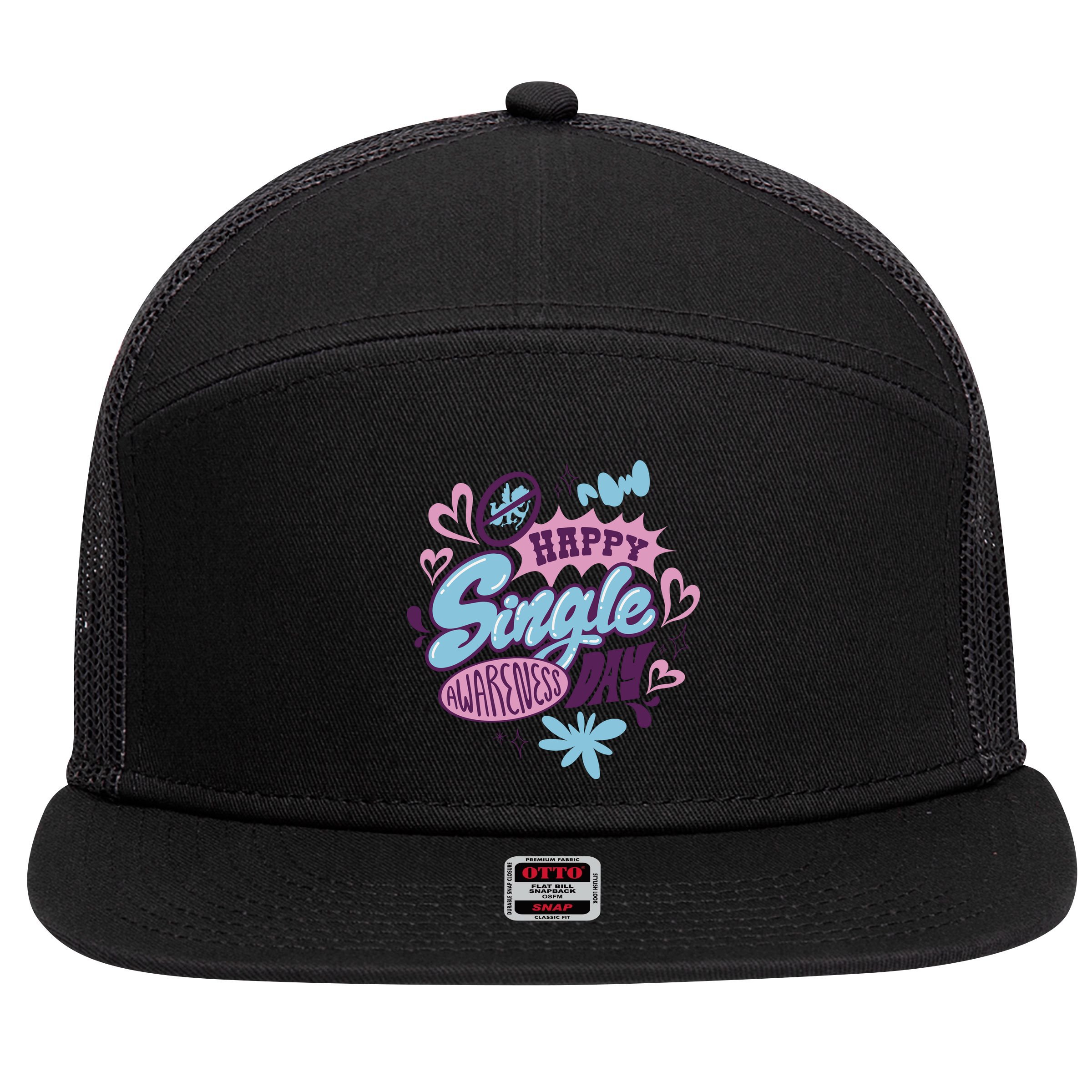 Happy Single Awareness Day 7 Panel Mesh Trucker Snapback Hat