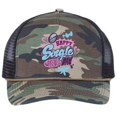 Happy Single Awareness Day Retro Rope Trucker Hat Cap