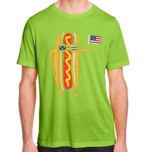 Hotdog Sunglasses American Flag USA Funny 4th Of July Fourth Adult ChromaSoft Performance T-Shirt