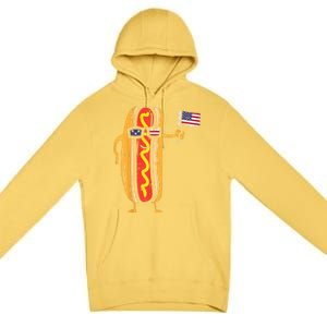 Hotdog Sunglasses American Flag USA Funny 4th Of July Fourth Premium Pullover Hoodie