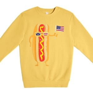 Hotdog Sunglasses American Flag USA Funny 4th Of July Fourth Premium Crewneck Sweatshirt