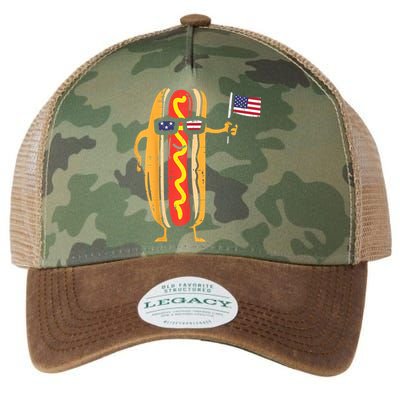 Hotdog Sunglasses American Flag USA Funny 4th Of July Fourth Legacy Tie Dye Trucker Hat