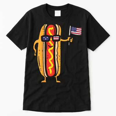 Hotdog Sunglasses American Flag USA Funny 4th Of July Fourth Tall T-Shirt