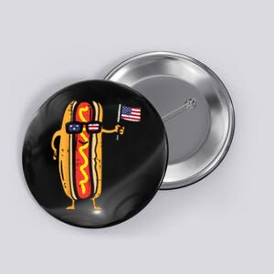 Hotdog Sunglasses American Flag USA Funny 4th Of July Fourth Button