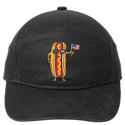 Hotdog Sunglasses American Flag USA Funny 4th Of July Fourth 7-Panel Snapback Hat