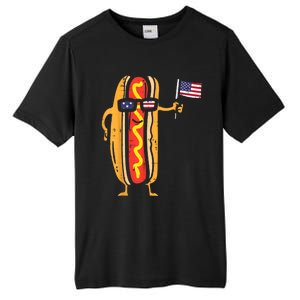 Hotdog Sunglasses American Flag USA Funny 4th Of July Fourth Tall Fusion ChromaSoft Performance T-Shirt