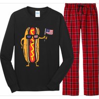 Hotdog Sunglasses American Flag USA Funny 4th Of July Fourth Long Sleeve Pajama Set