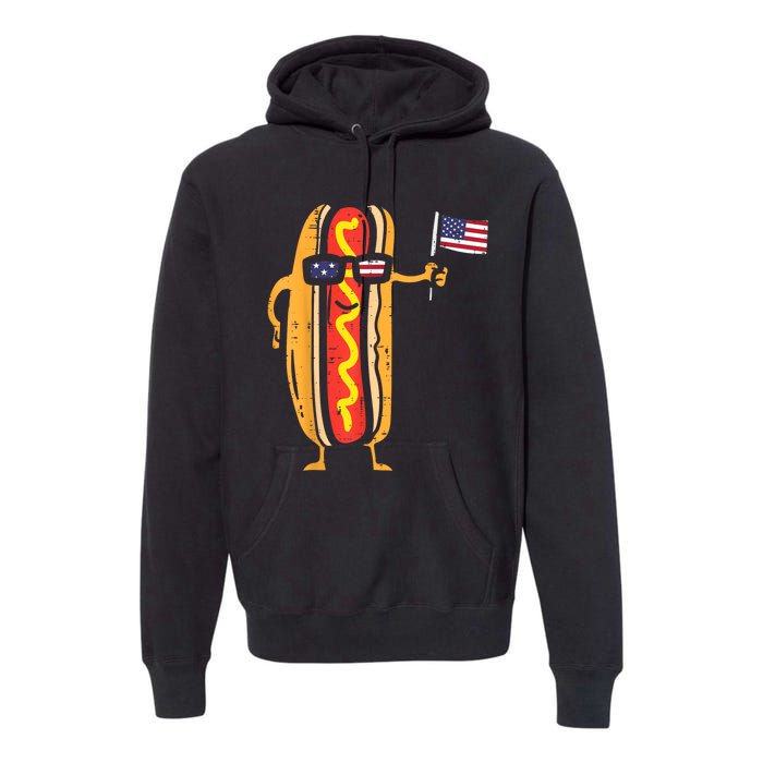 Hotdog Sunglasses American Flag USA Funny 4th Of July Fourth Premium Hoodie