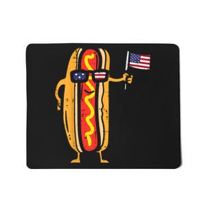 Hotdog Sunglasses American Flag USA Funny 4th Of July Fourth Mousepad