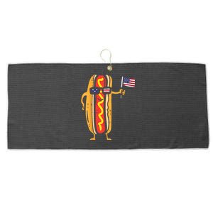 Hotdog Sunglasses American Flag USA Funny 4th Of July Fourth Large Microfiber Waffle Golf Towel