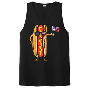 Hotdog Sunglasses American Flag USA Funny 4th Of July Fourth PosiCharge Competitor Tank