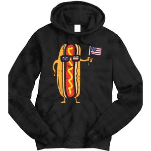 Hotdog Sunglasses American Flag USA Funny 4th Of July Fourth Tie Dye Hoodie