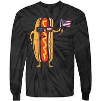 Hotdog Sunglasses American Flag USA Funny 4th Of July Fourth Tie-Dye Long Sleeve Shirt