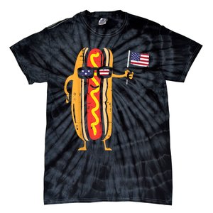 Hotdog Sunglasses American Flag USA Funny 4th Of July Fourth Tie-Dye T-Shirt