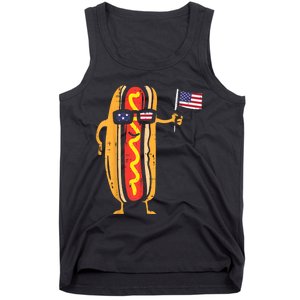 Hotdog Sunglasses American Flag USA Funny 4th Of July Fourth Tank Top