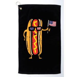 Hotdog Sunglasses American Flag USA Funny 4th Of July Fourth Platinum Collection Golf Towel