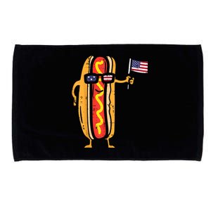 Hotdog Sunglasses American Flag USA Funny 4th Of July Fourth Microfiber Hand Towel