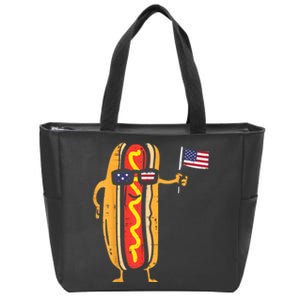 Hotdog Sunglasses American Flag USA Funny 4th Of July Fourth Zip Tote Bag