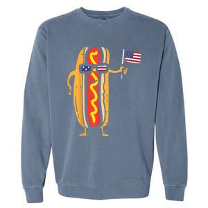 Hotdog Sunglasses American Flag USA Funny 4th Of July Fourth Garment-Dyed Sweatshirt