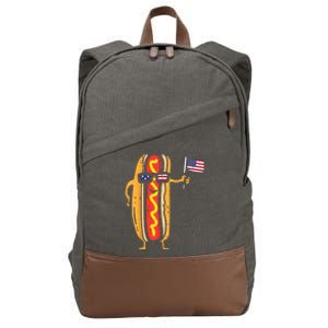 Hotdog Sunglasses American Flag USA Funny 4th Of July Fourth Cotton Canvas Backpack